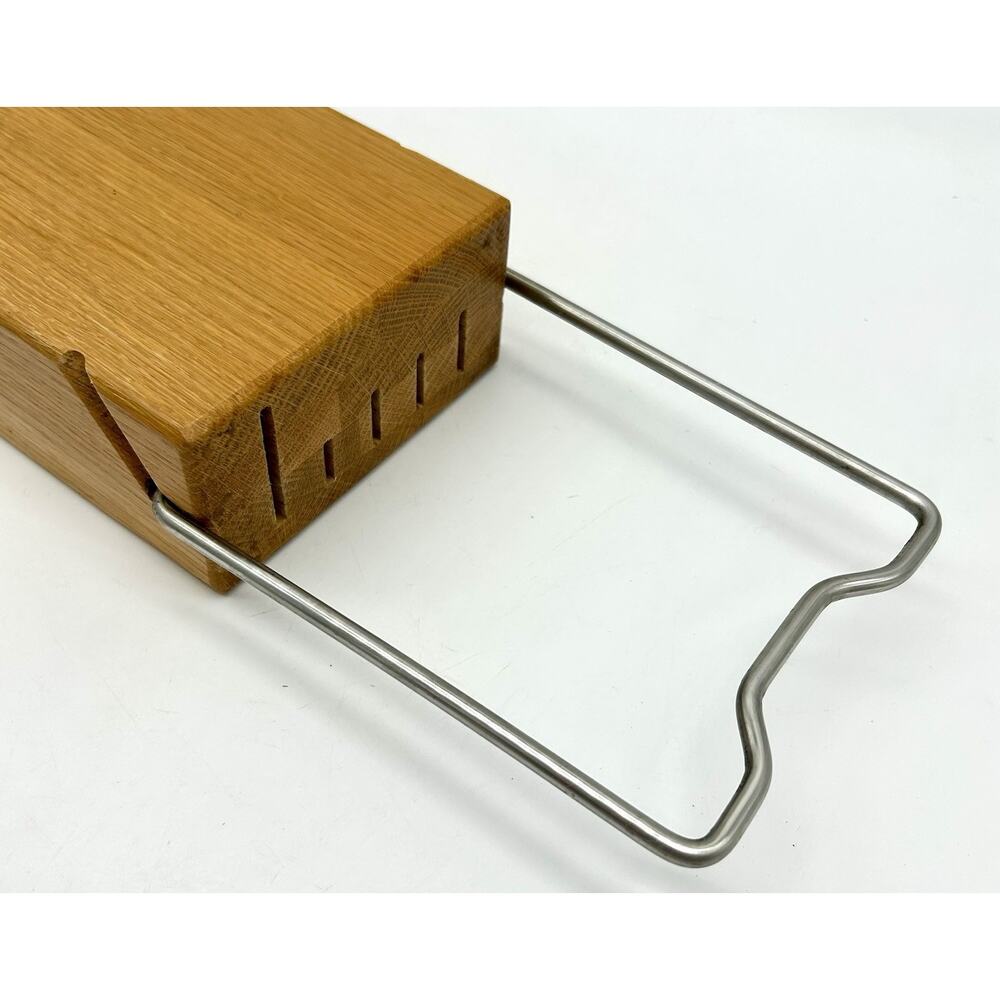 Cutco 5 Slot Oak Wood Knife Block Storage Space Saver Stand Or Hanging GUC - Picture 9 of 9